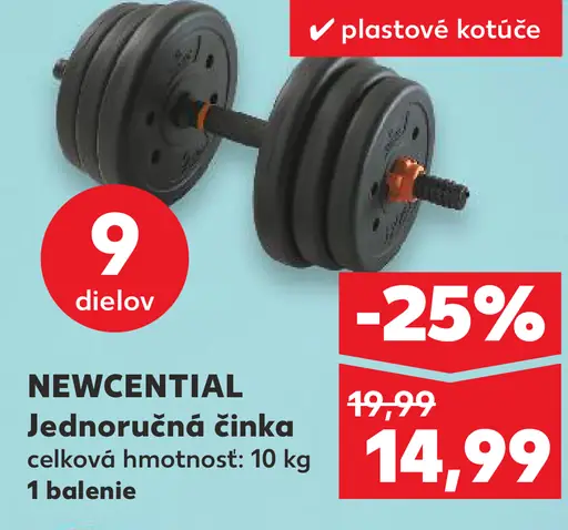 Newcential jednoručná činka plastová súprava