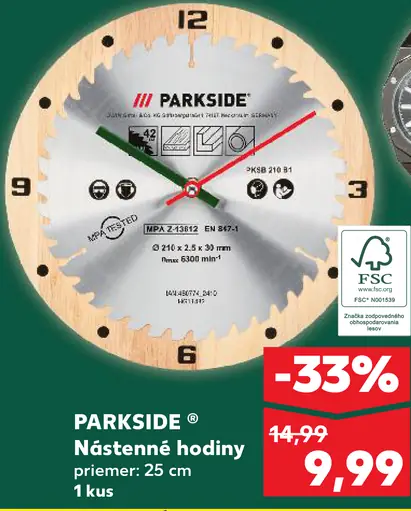 Parkside nástenné hodiny
