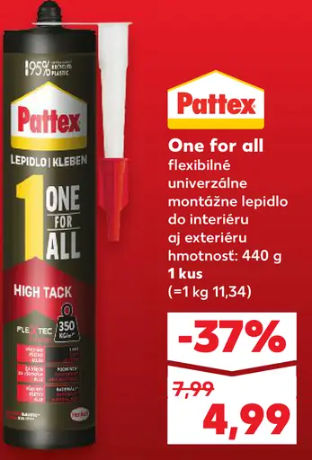 Pattex One for all flexibilné montážne lepidlo pre interiér a exteriér