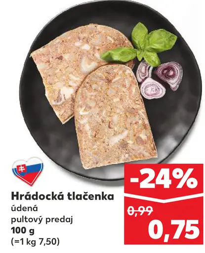 Hrádocká tlačenka údená pultový predaj