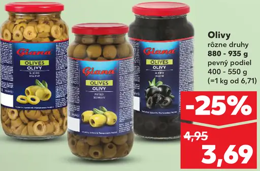 Giana olivy zelené bez kôstok