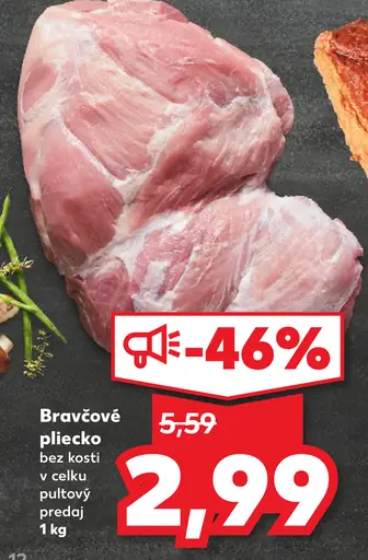 Bravčové plecko bez kosti v celku pultový predaj