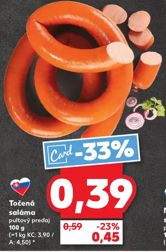 Točená saláma pultový predaj