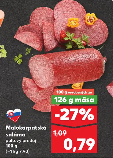 Malokarpatská saláma pultový predaj