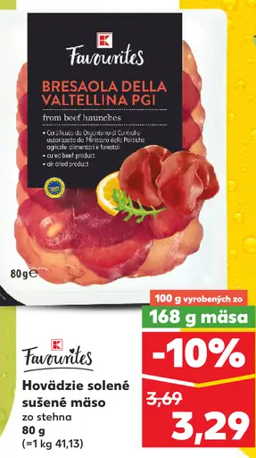 K Classic Favorites Bresaola della Valtellina PGI hovädzie solené sušené mäso zo stehna