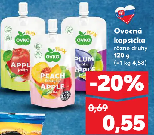 Ovko ovocná kapsička rôzne druhy