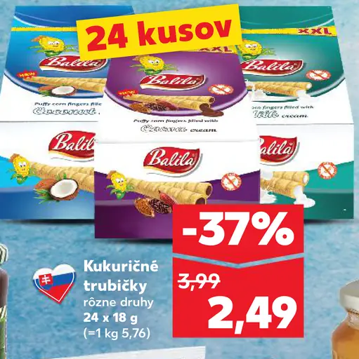 Balilta kukuričné trubičky rôzne druhy