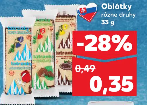 Oblátky Tatrančok rôzne druhy