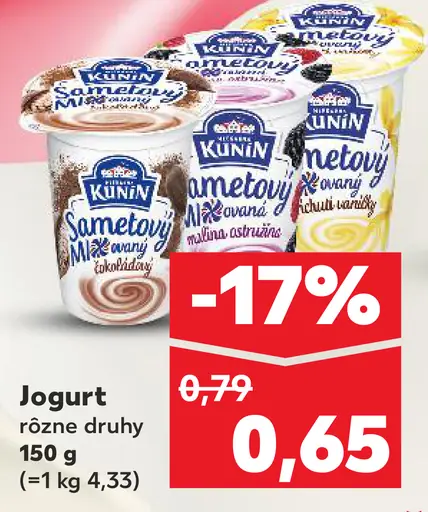 KUNÍN jogurt rôzne druhy