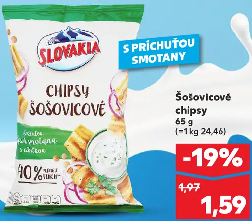 Slovakia šošovicové chipsy s príchuťou smotany