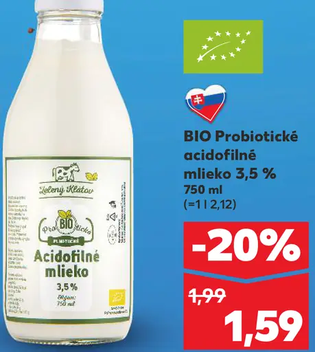 Tekovský gazda BIO probiotické acidofilné mlieko 3,5 %
