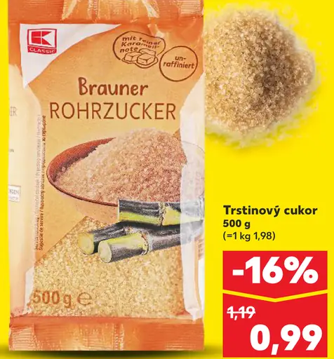K-Classic trstinový cukor Brauner Rohrzucker