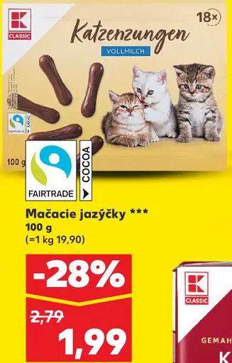 K-Classic Katzenzungen Vollmilch mačacie jazýčky