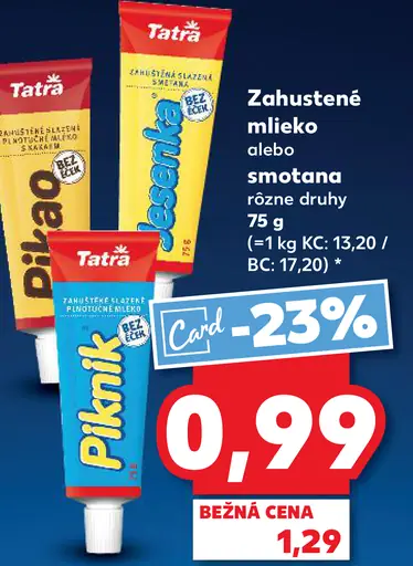 Tatra Piknik zahustené mlieko alebo smotana rôzne druhy