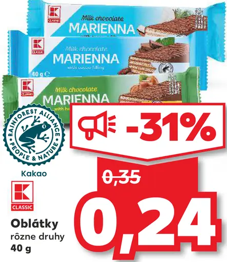 K-Classic Marianna mliečna čokoláda oblátky rôzne druhy