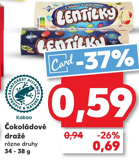 Lentilky čokoládové dražé rôzne druhy
