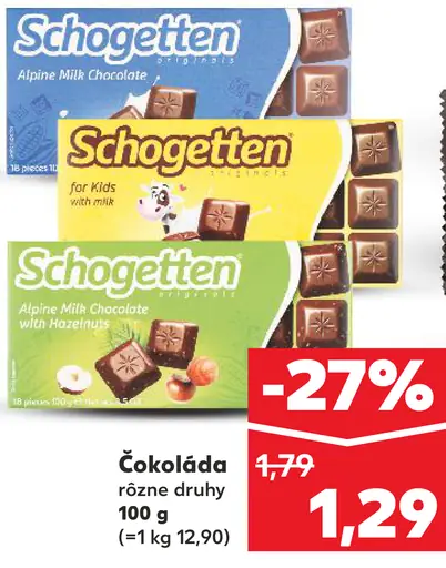Schogetten čokoláda rôzne druhy