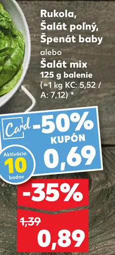 Rukola / šalát poľný / špenát baby alebo šalát mix