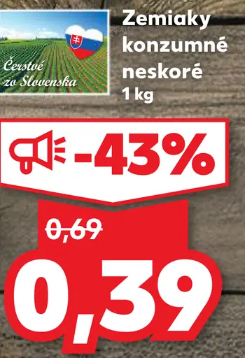 Zemiaky konzumné neskoré neprané