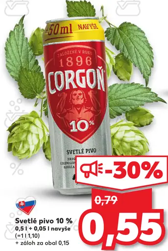 Corgoň 10% svetlé výčapné pivo plechovka