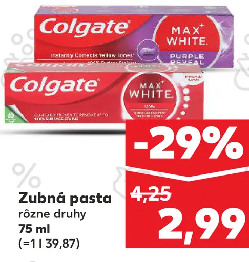 Colgate Max White zubná pasta rôzne druhy