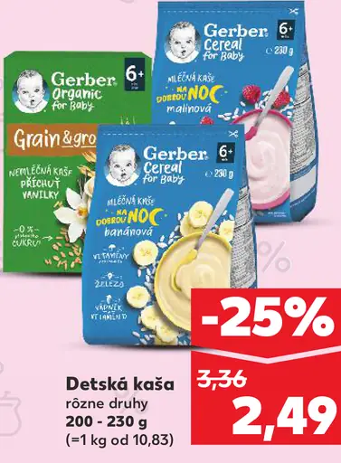 Gerber detská kaša rôzne druhy