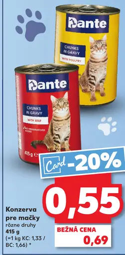 Dante konzerva pre mačky chunks in gravy s hovädzím