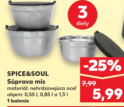 SPICE&SOUL súprava misiek z nehrdzavejúcej ocele