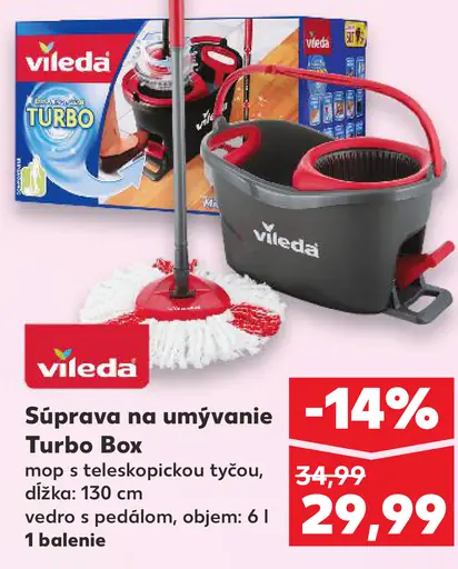 Vileda súprava na umývanie Turbo Box mop s teleskopickou tyčou a vedrom