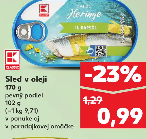 K-Classic sleď v oleji v paradajkovej omáčke