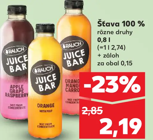 Rauch Juice Bar šťava 100 % rôzne druhy