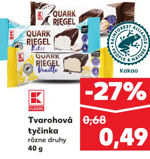 K-Classic tvarohová tyčinka rôzne druhy