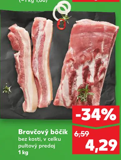 Bravčový bôčik bez kosti údený