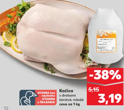 Kačica s drobami čerstvá, mladá