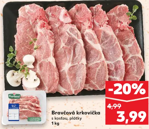 Bravčová krkovička s kosťou, plátky