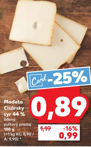 Madeta Cisársky syr 44% údený