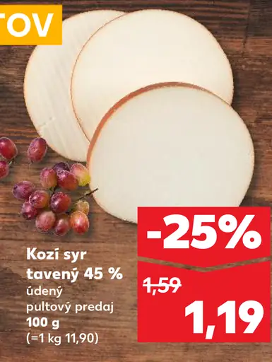Kozí syr tavený údený 45 %