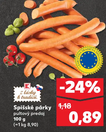 Spišské párky pultový predaj