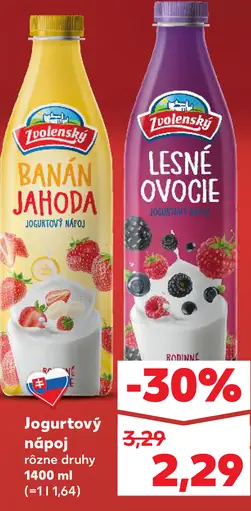 Zvolenský jogurtový nápoj Banán Jahoda