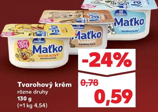 Matko tvarohový krém rôzne druhy