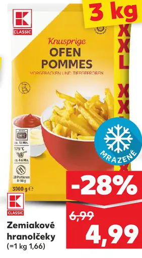 K-Classic Zemiakové hranolčeky do rúry