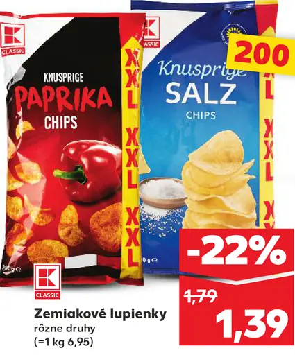 K-Classic Zemiakové lupienky rôzne druhy