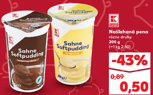 K-Classic Sahne Softpudding (čokoládový, vanilkový)