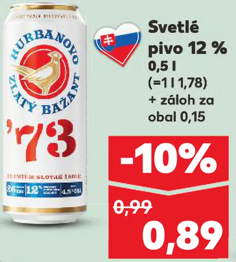 Urbánok Svetlý ležiak 12 % pivo plechovka