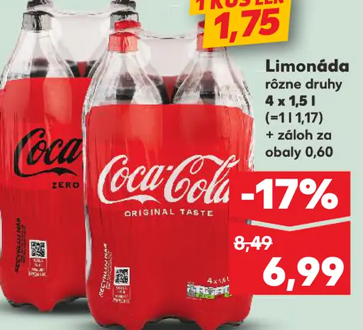 Coca-Cola limonáda rôzne druhy