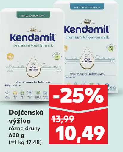 Kendamil dojčenská výživa rôzne druhy