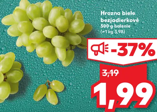 Hrozno biele bezjadierkové čerstvé