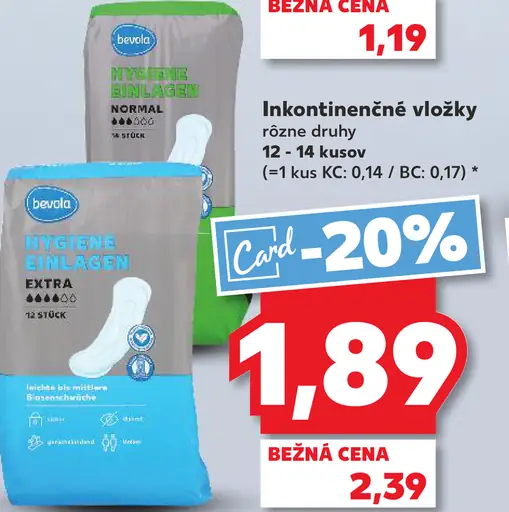 Bevola Inkontinenčné vložky Hygieneeinlagen