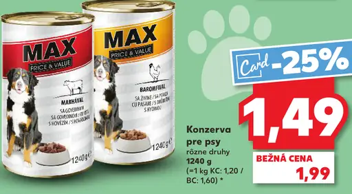 Max konzerva pre psy rôzne druhy