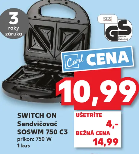 Switch On Sendvičovač SOSWM 750 C3